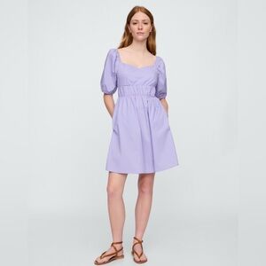 Gap Puff Sleeve Sweetheart Smocked Babydoll Fit N Flare Ruched Mini Dress S NWT